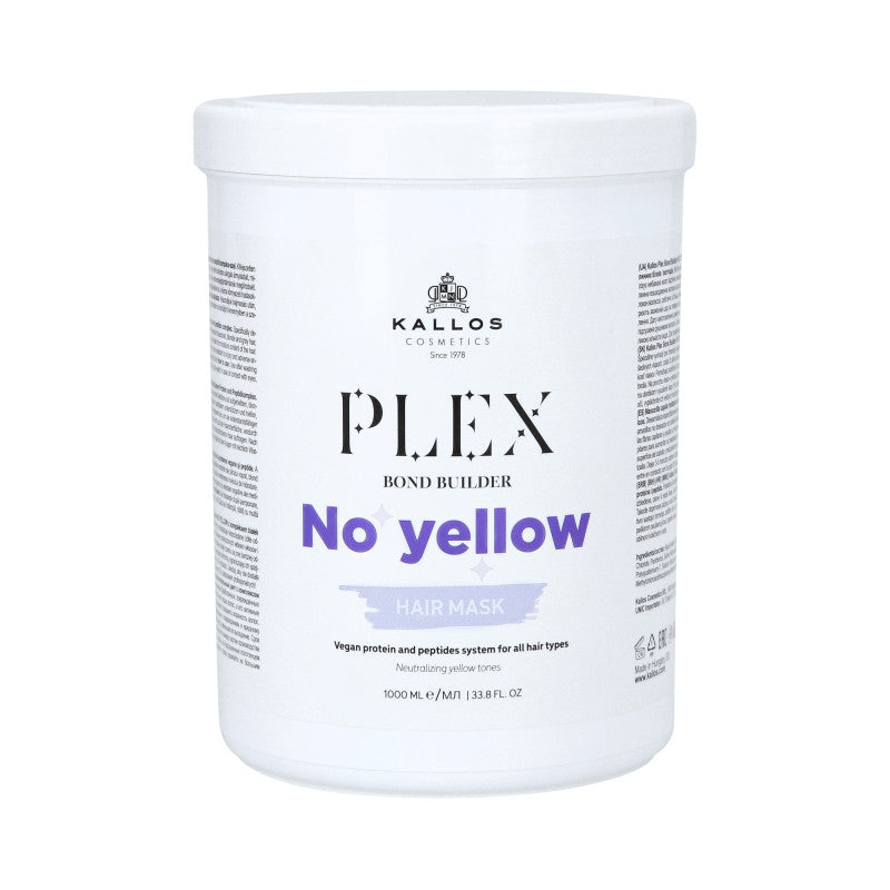 KALLOS PLEX NO YELLOW Maska do włosów blond z kompleksem protein roślinnych i peptydów 1000 ml