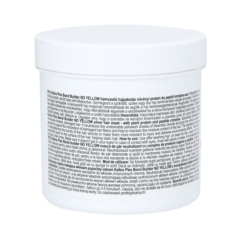 KALLOS PLEX NO YELLOW Maska do włosów blond z kompleksem protein roślinnych i peptydów 275 ml #3