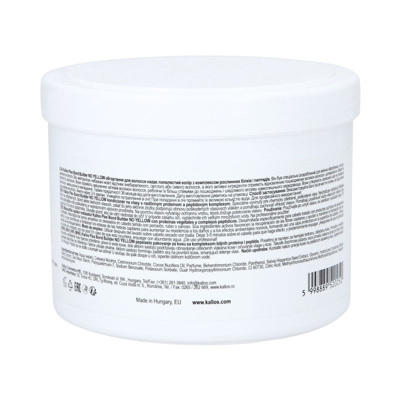 KALLOS PLEX NO YELLOW Maska do włosów blond z kompleksem protein roślinnych i peptydów 500 ml #2