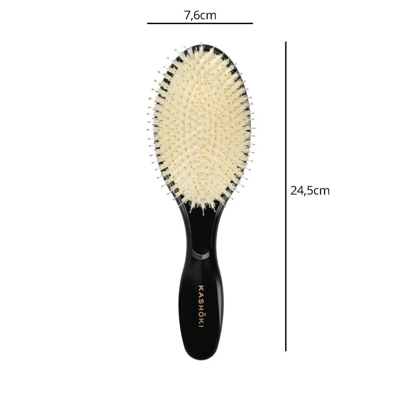 KASHŌKI Smooth White Detangler Duża szczotka z białym włosiem dzika, Oval #3