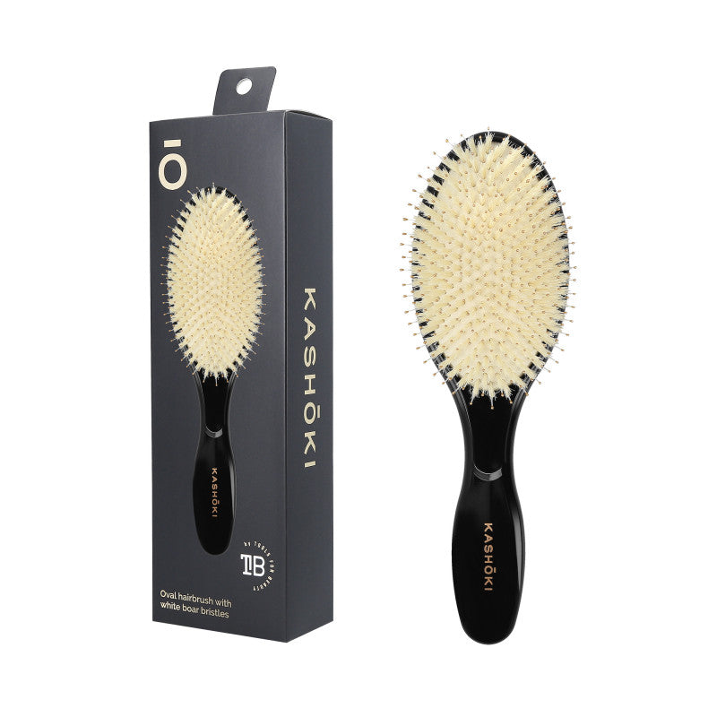KASHŌKI Smooth White Detangler Duża szczotka z białym włosiem dzika, Oval #5