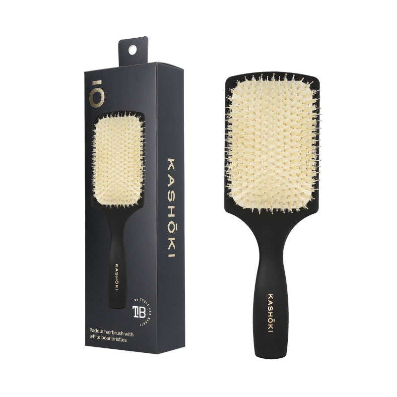 KASHŌKI Smooth White Detangler Szczotka z białym włosiem dzika, Paddle #2
