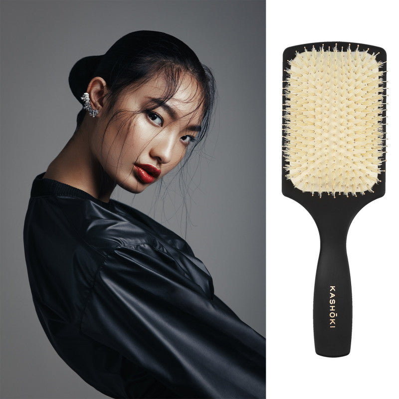 KASHŌKI Smooth White Detangler Szczotka z białym włosiem dzika, Paddle #4