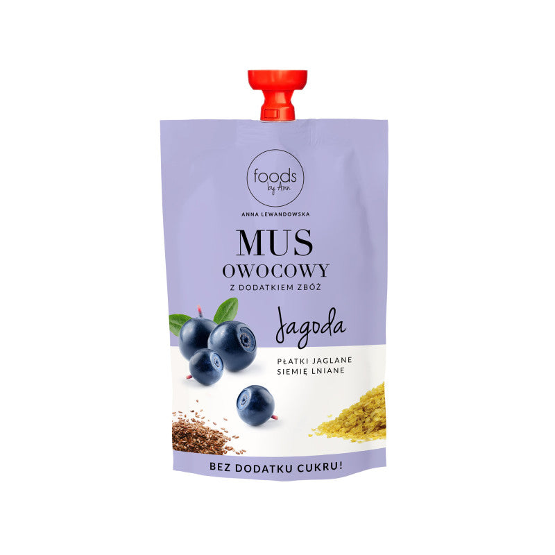 FOODS BY ANN Mus owocowy, Jagoda & Płatki jaglane & Siemię lniane 100 g