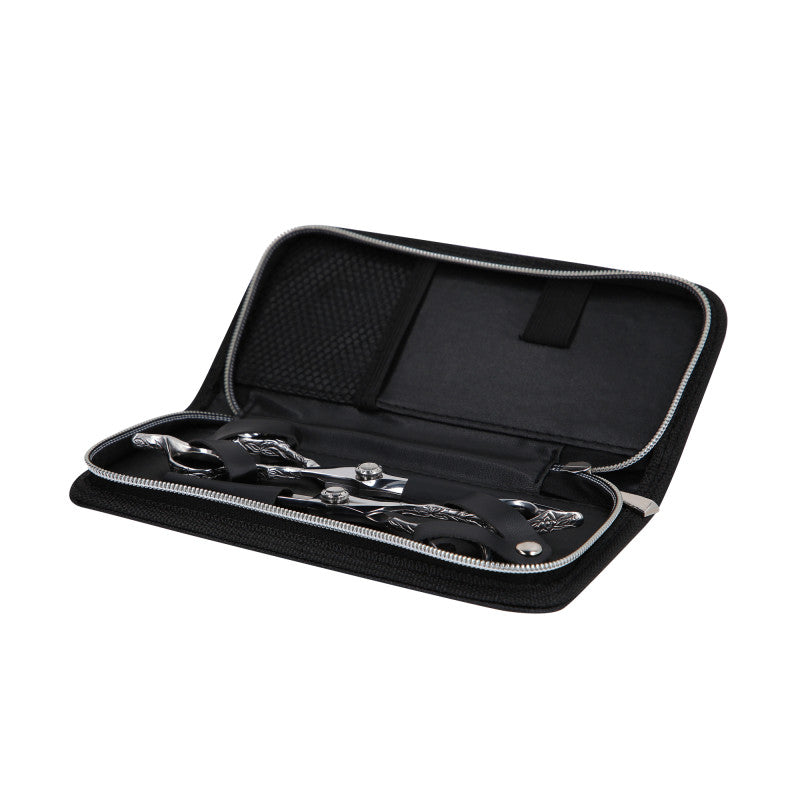 LUSSONI STELLAR SERIES Profesjonalne nożyczki fryzjerskie (srebrne): degażówki 6″, nożyczki do cięcia 6″ + etui #4