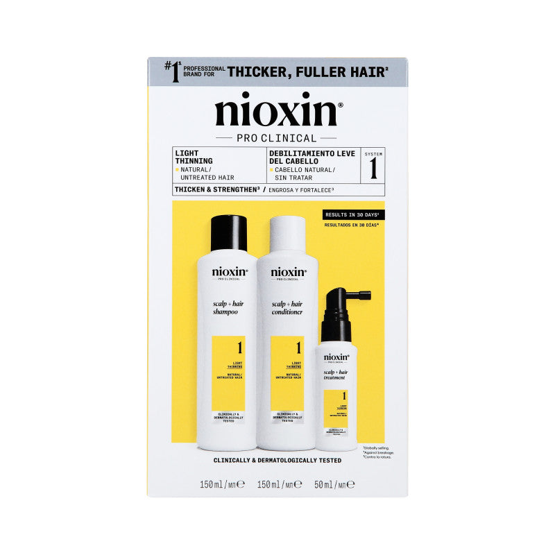 NIOXIN PRO CLINICAL 1 Trzystopniowy zestaw do pielęgnacji włosów naturalnych i lekko przerzedzonych 2 x 150 ml + 50 ml #2