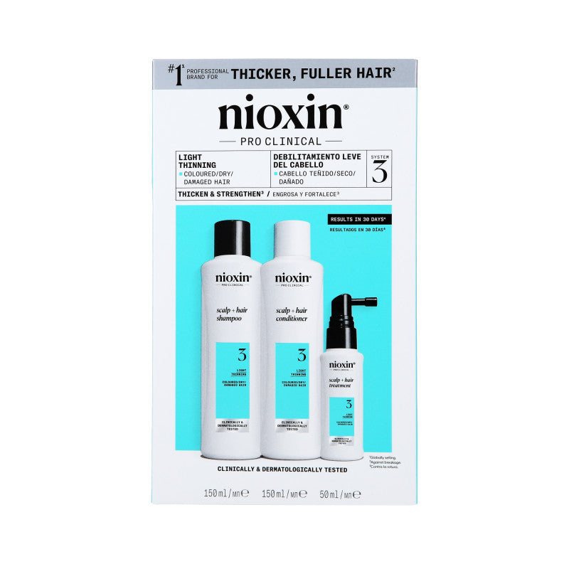 NIOXIN PRO CLINICAL 3 Trzystopniowy zestaw do włosów farbowanych i lekko przerzedzonych 2 x 150 ml + 50 ml #2