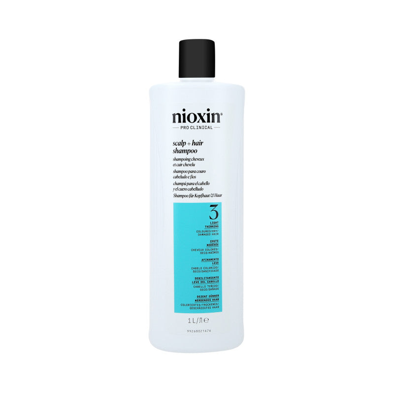 NIOXIN PRO CLINICAL 3 Wzmacniający szampon do włosów farbowanych i lekko przerzedzonych 1000 ml