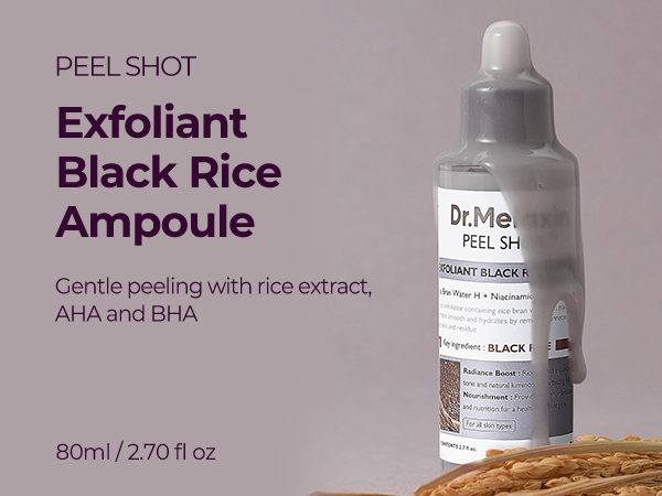 DR.MELAXIN PEEL SHOT LINE Delikatnie złuszczająca ampułka z ekstraktem z czarnego ryżu 80 ml #4