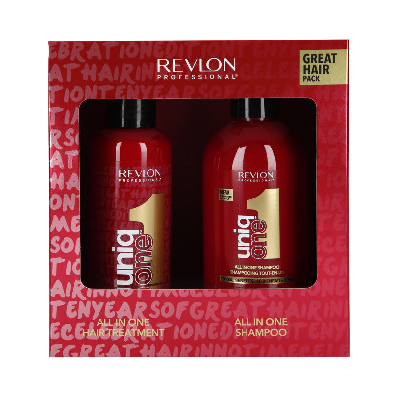 REVLON UNIQ ONE Zestaw do wszystkich rodzajów włosów Maska 150 ml + Szampon 230 ml