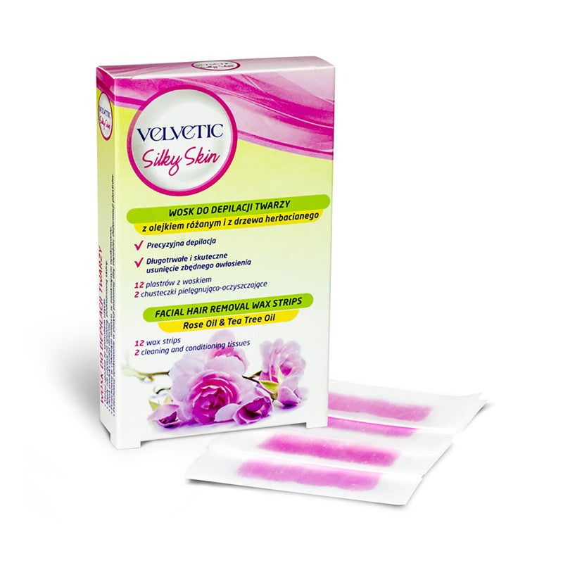 VELVETIC SILKY SKIN Wosk do depilacji twarzy z olejkiem różanym 12 szt.