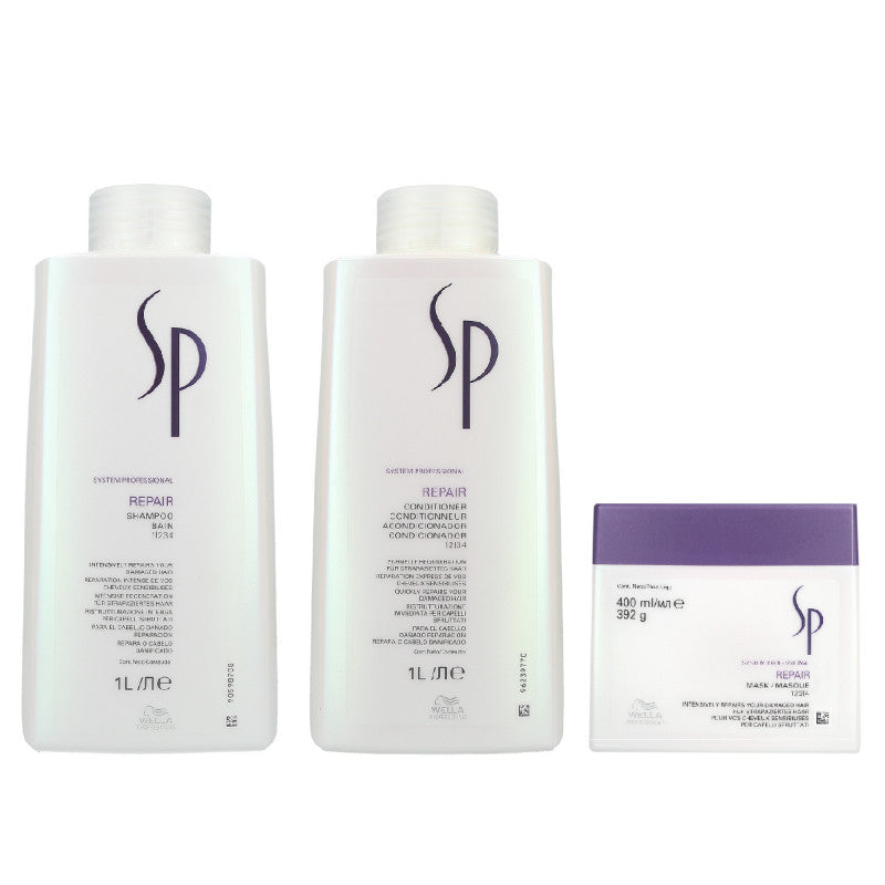 Wella SP REPAIR Szampon 1000 ml + Odżywka 1000 ml + Maska 400 ml